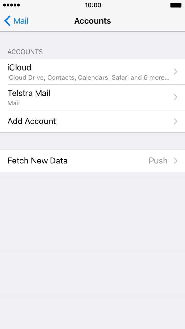 Press the name of the Telstra email account you've just set up.