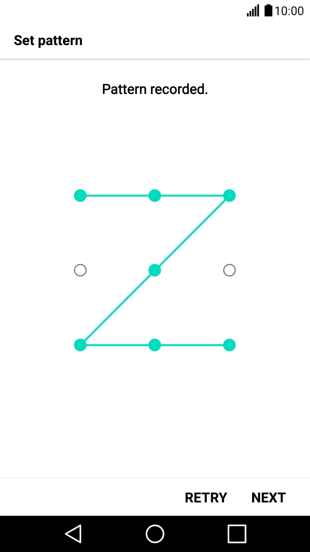 Slide your finger across the screen to connect at least four points and press NEXT.