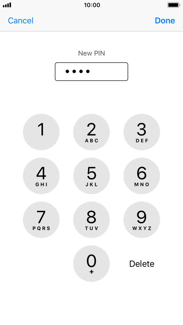 Key in a new four-digit PIN and press Done.