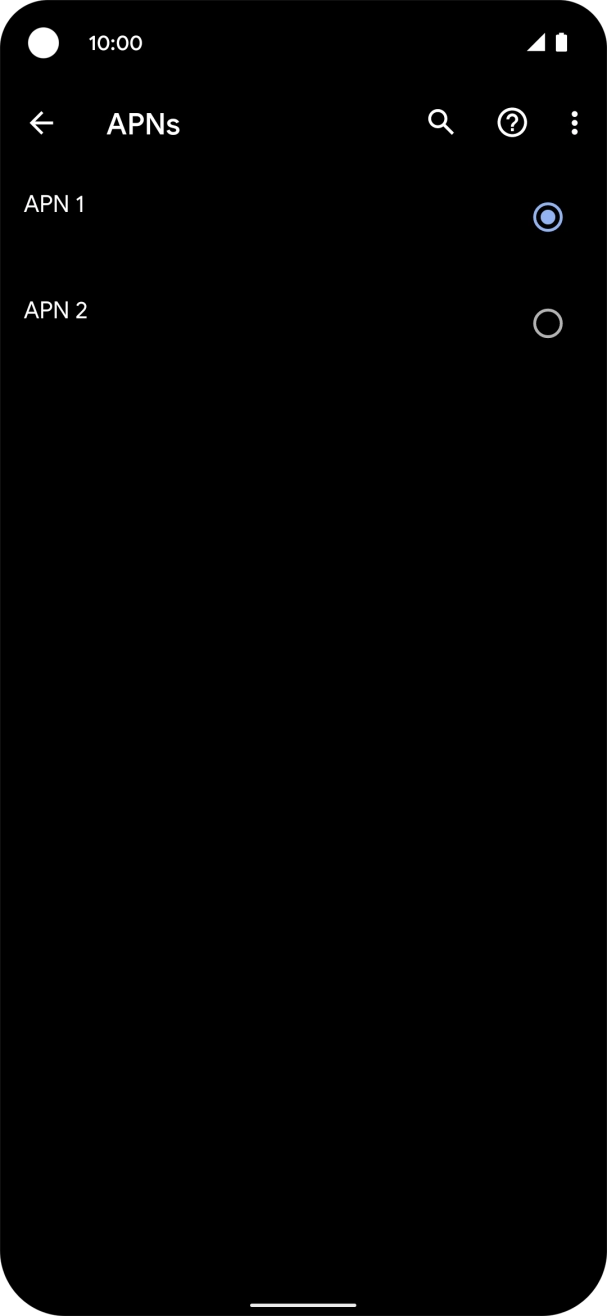 Press the field next to the required data connection to activate it. Press the field next to the required data connection to activate it.