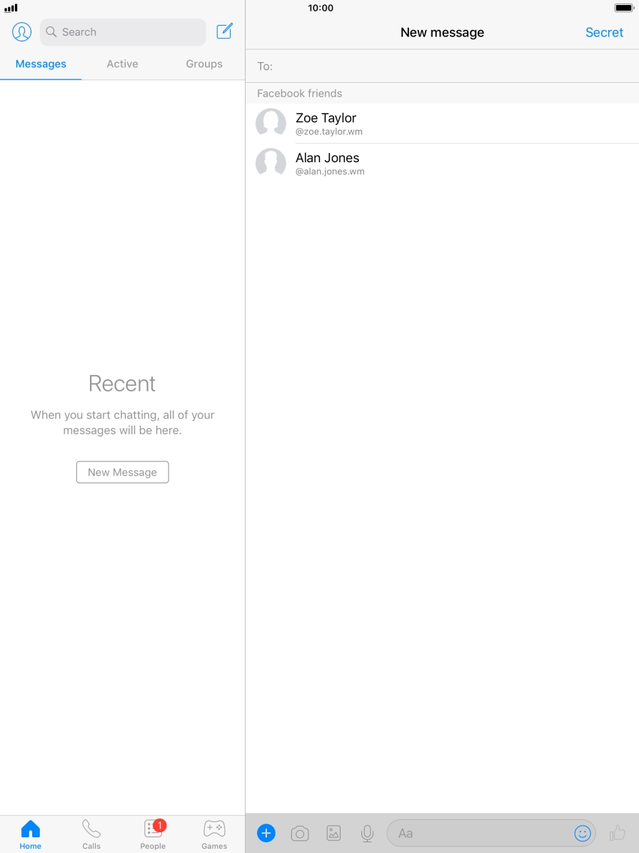 Press To: and key in the first letters of the recipient's name.