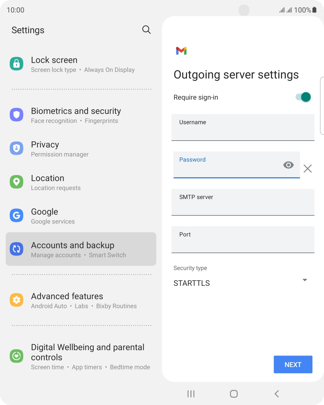 Press the field below 
