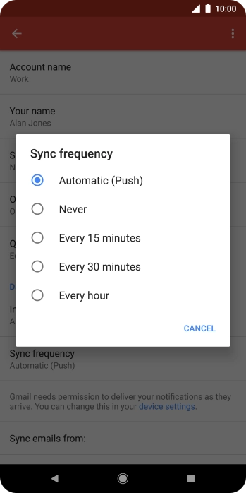 Press the required setting. Press the required setting.