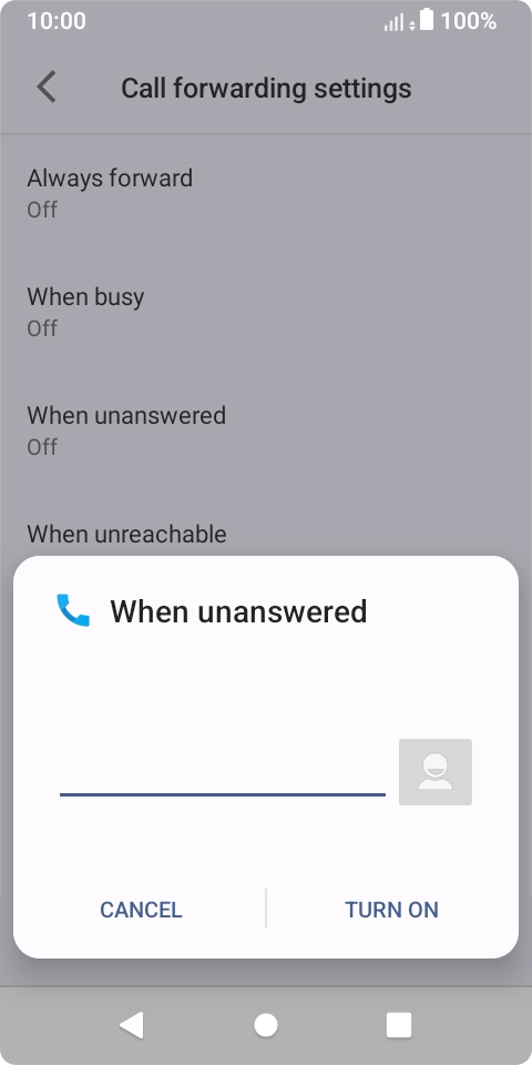 Key in +61101 and press TURN ON.