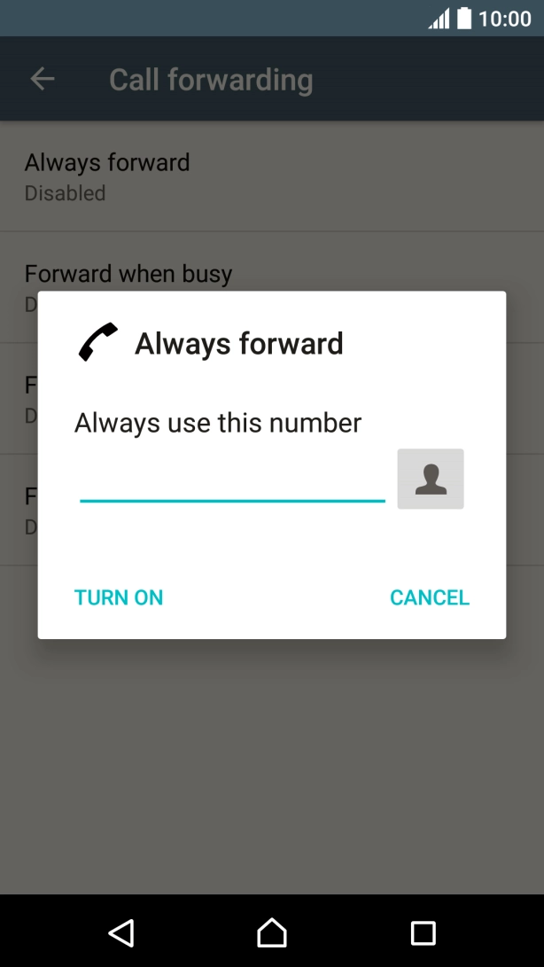 Key in +61101 and press TURN ON.