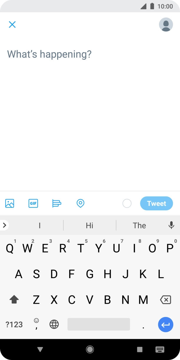 Press the text input field and write the required text.
