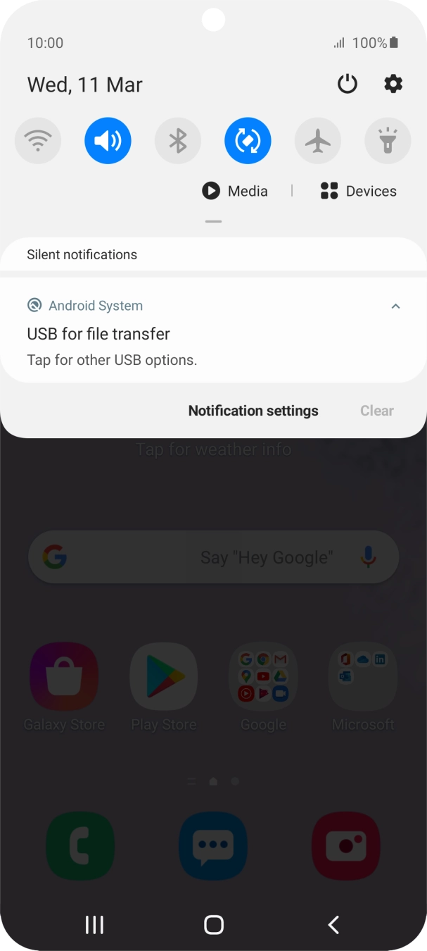 Press Tap for other USB options..