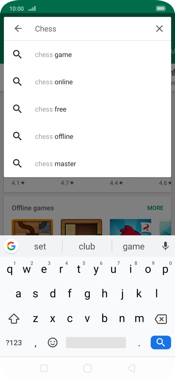 Key in the name or subject of the required app and press the search icon.