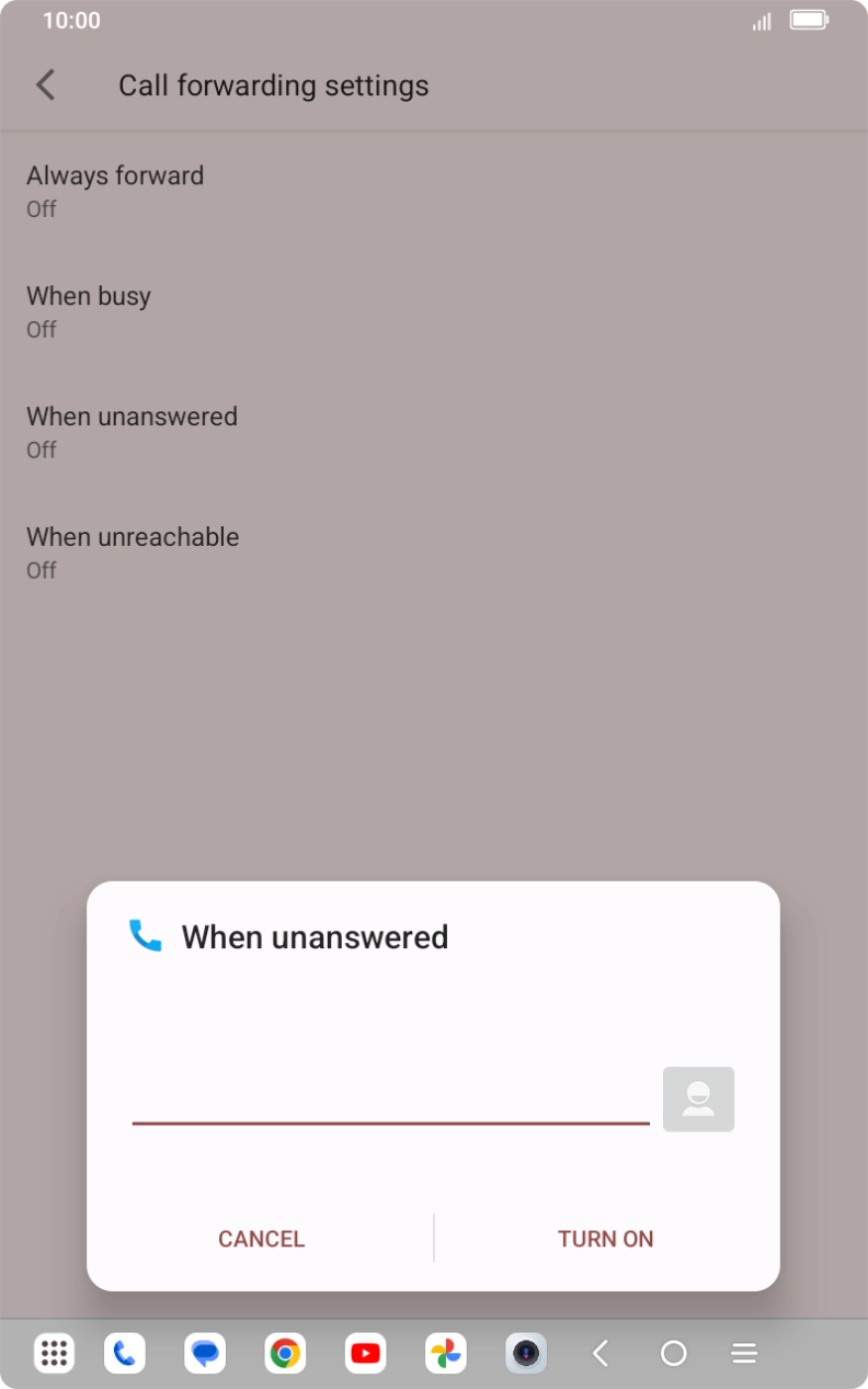 Key in +61101 and press TURN ON.