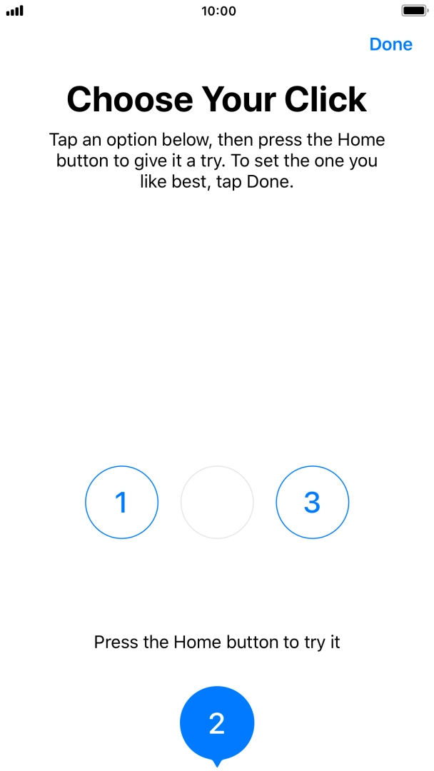 Press the required setting.