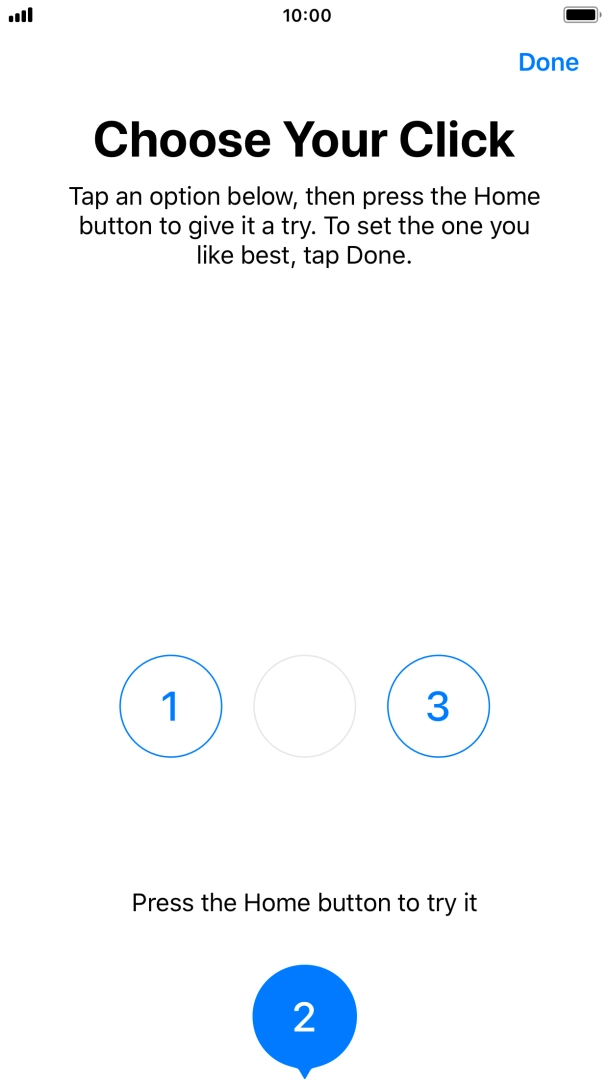 Press the required setting.