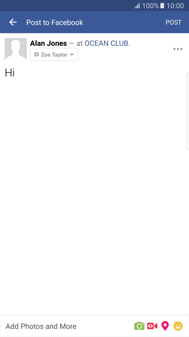 Write the required text and press POST.
