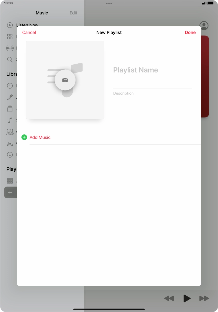 Press the text input field and key in a name for the playlist.