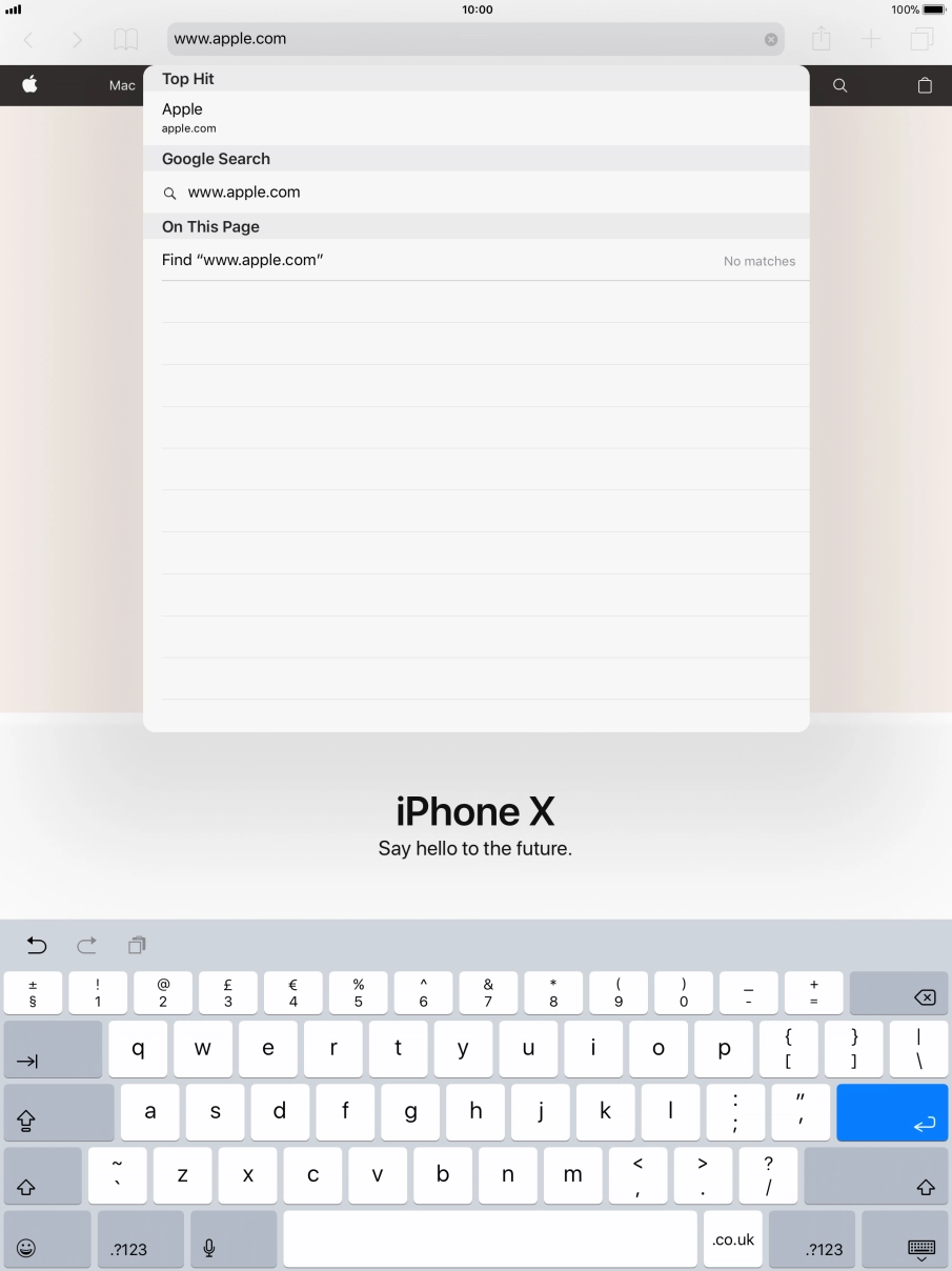 Key in the address of the required web page and press enter.