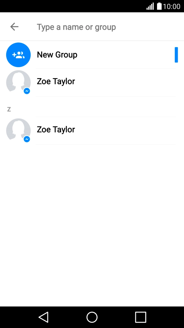 Press the search field and key in the first letters of the recipient's name.
