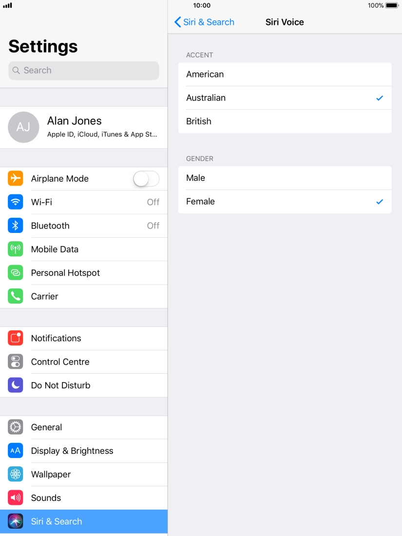 Press the required accent.