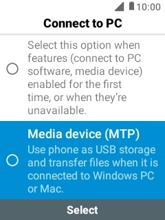 Select Media device (MTP).