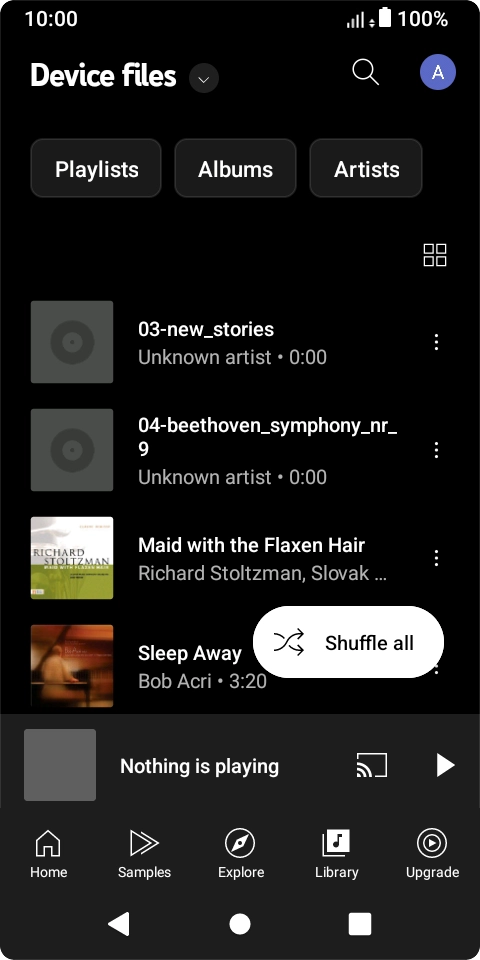 Press the required audio file.