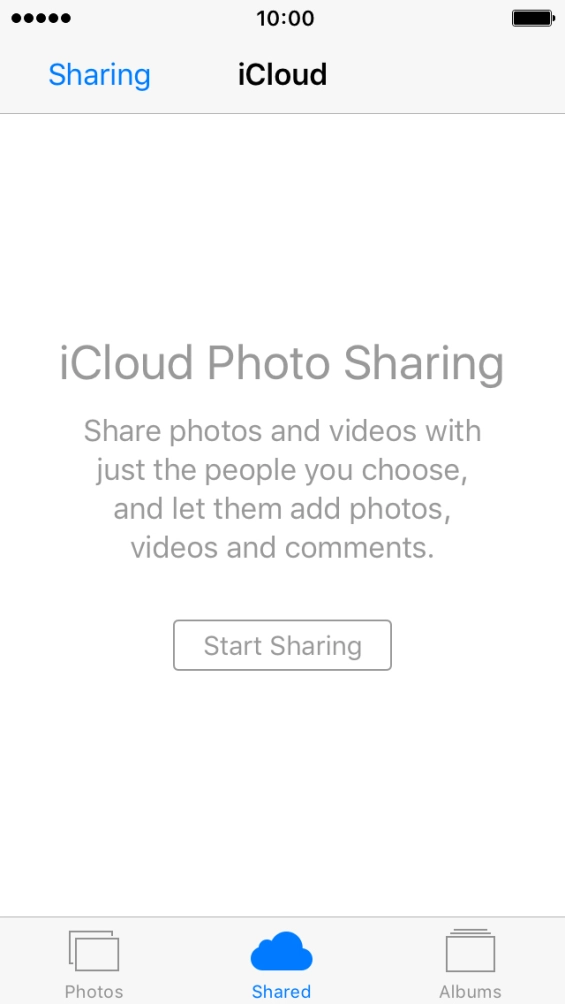 Press Start Sharing and key in the required name of the album.