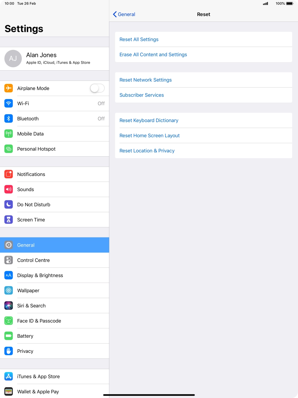 Press Reset All Settings.