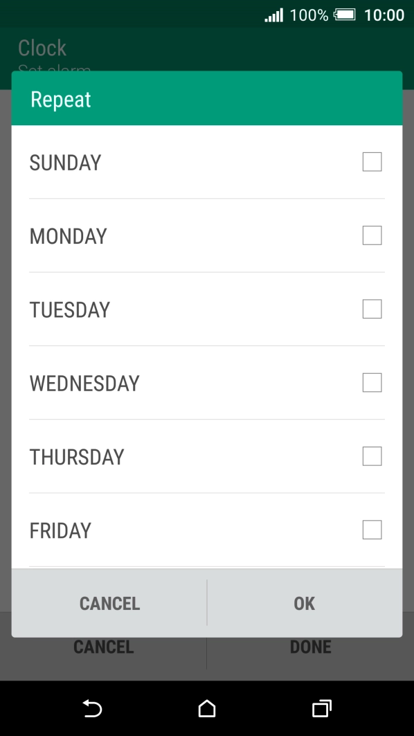 Press the required days to select them.