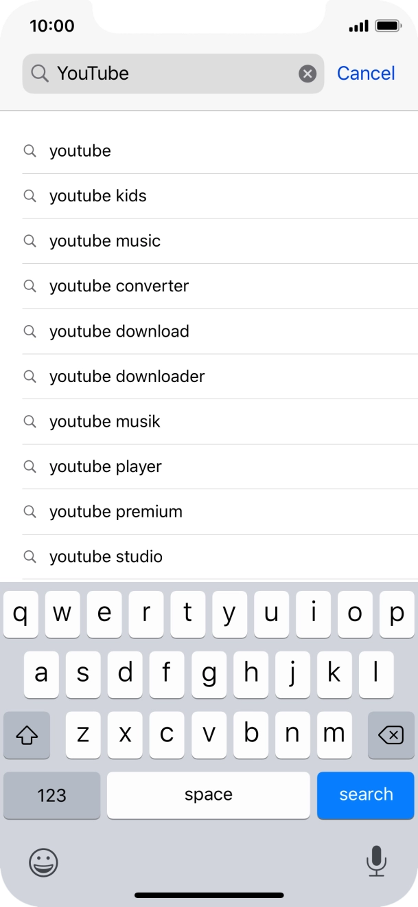 Key in YouTube and press search.