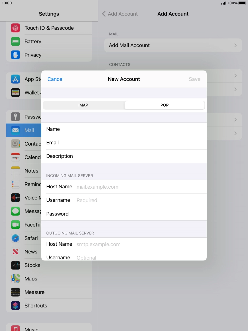 Press Host Name and key in the name of your email provider's incoming server.