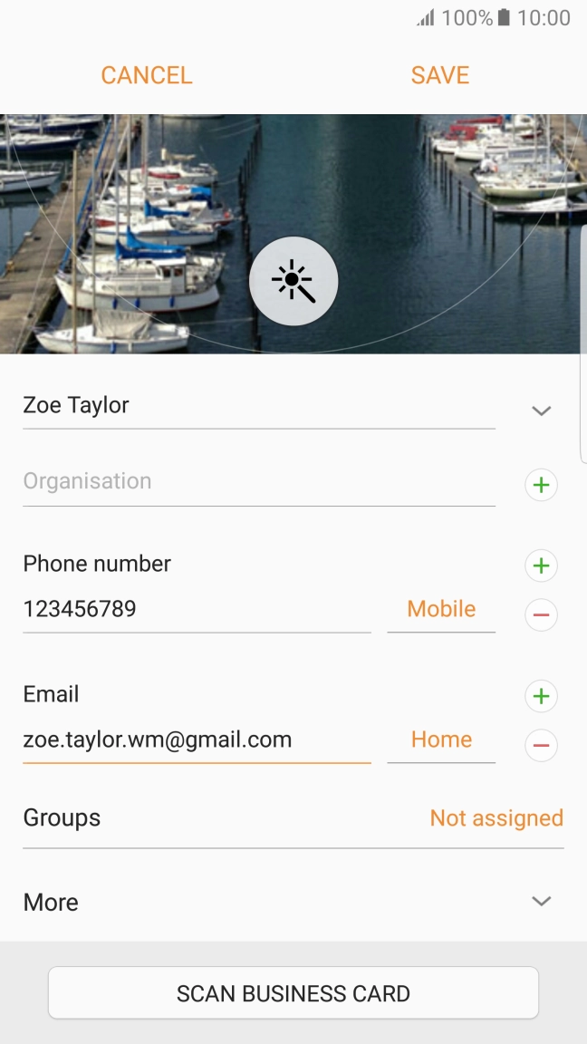 Press the field next to the email address.