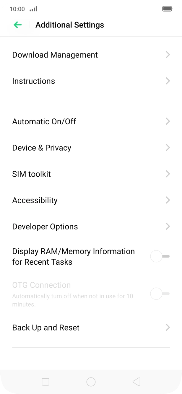 Press Back Up and Reset. Press Back Up and Reset.