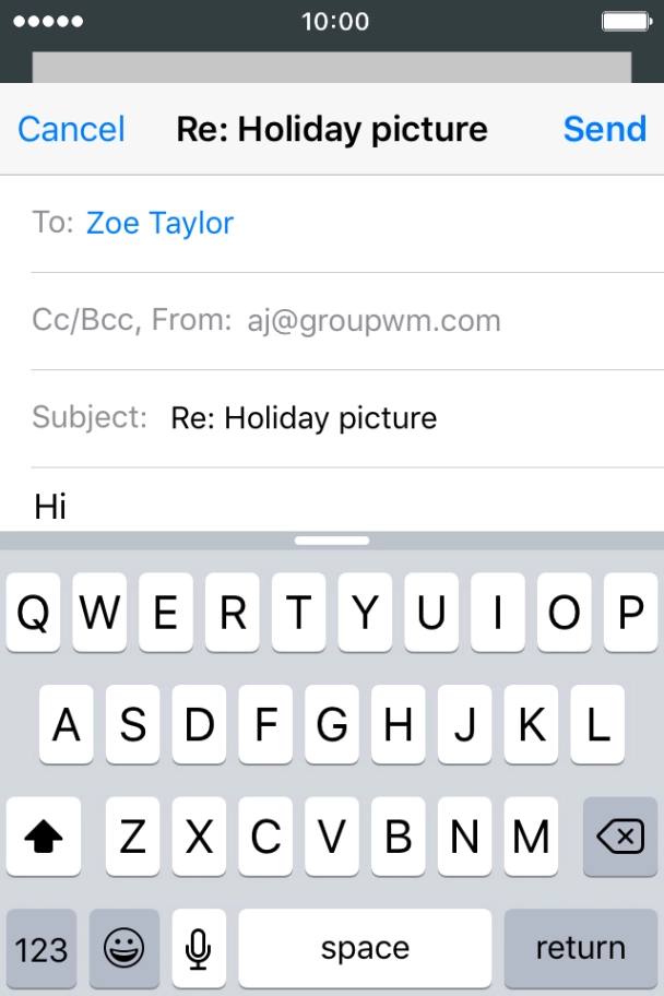 Write the text and press Send.