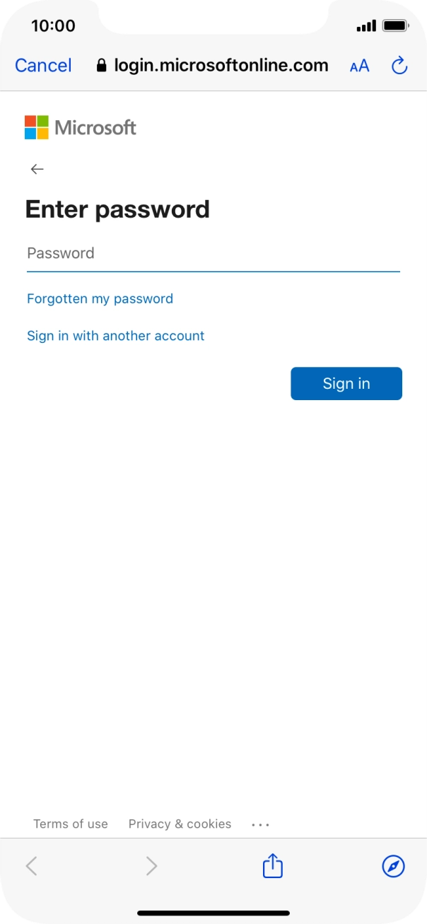 Press Password and key in the password for your email account.