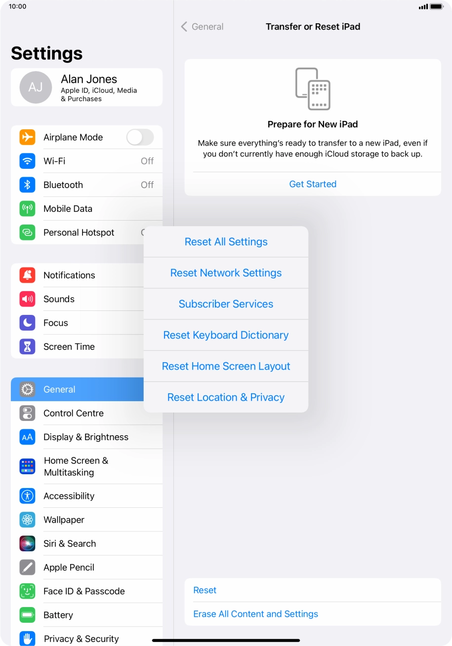 Press Reset All Settings.