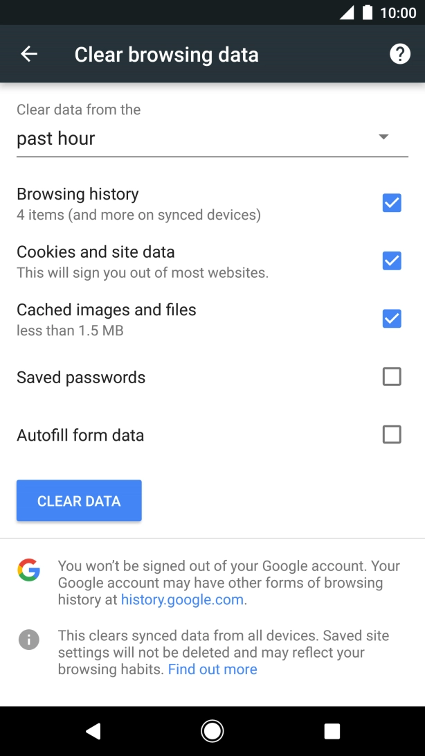 Press the required data types.