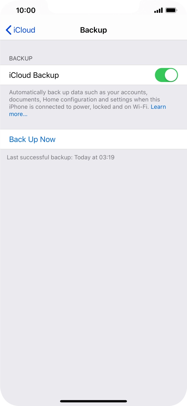 Press Back Up Now and wait while the phone memory is backed up.