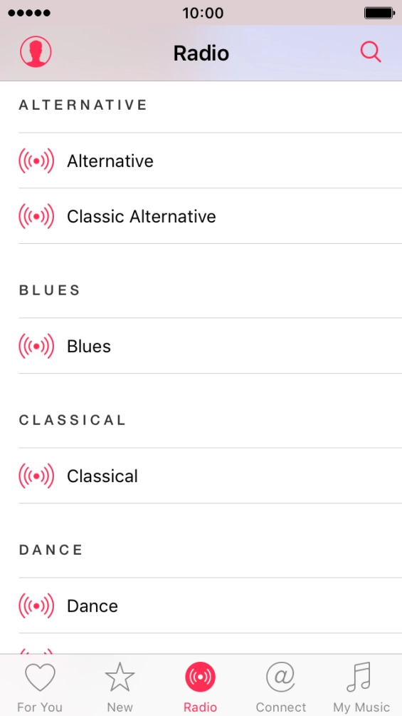 Press the required radio channel to start playback of other streaming radio channels.