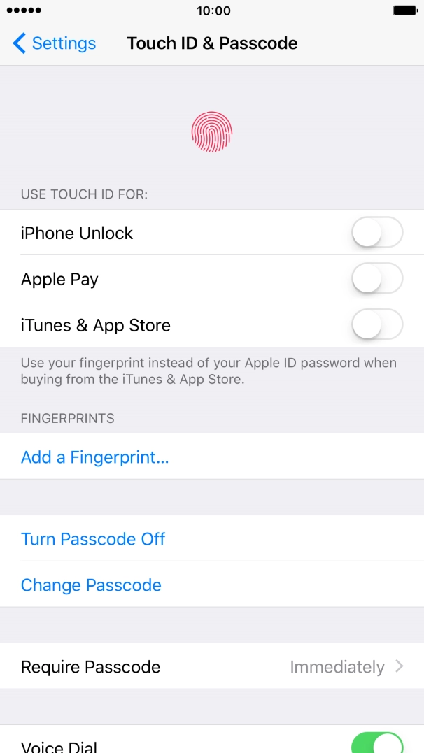 Press Turn Passcode Off and key in the phone lock code.
