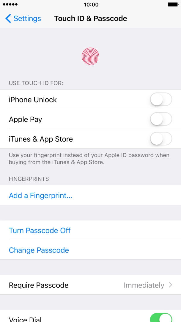 Press Turn Passcode Off and key in the phone lock code.