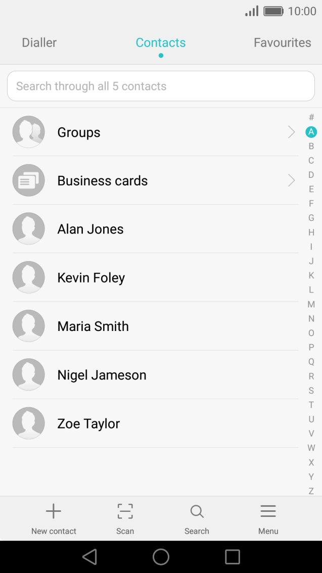 Press the required contact.
