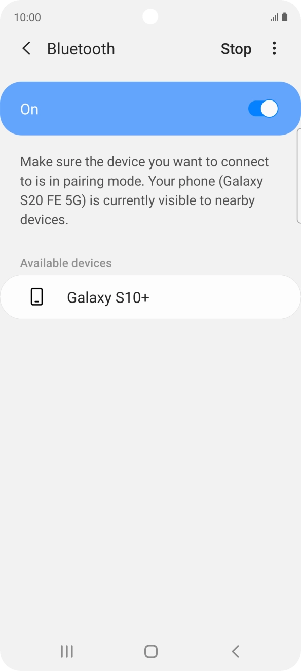 Press the required Bluetooth device and follow the instructions on the screen to pair the device with your phone.