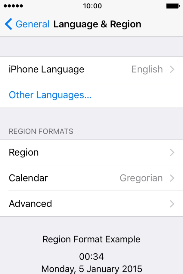Press iPhone Language.