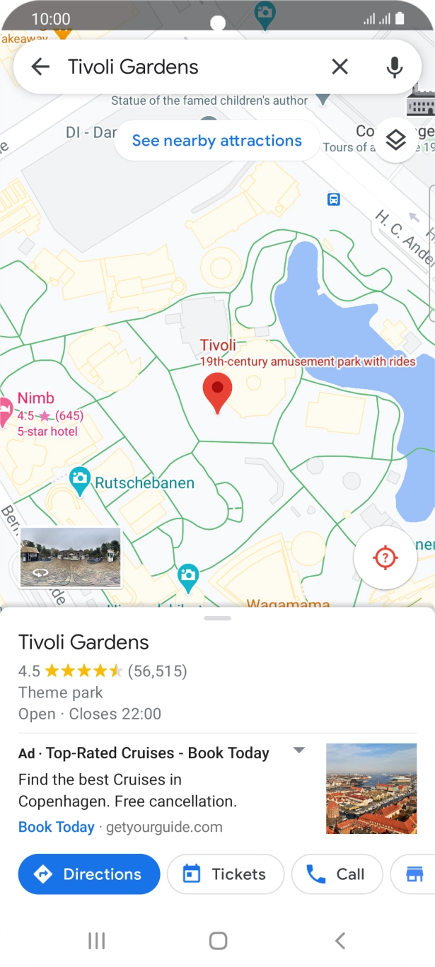 Press the destination at the bottom of the screen.