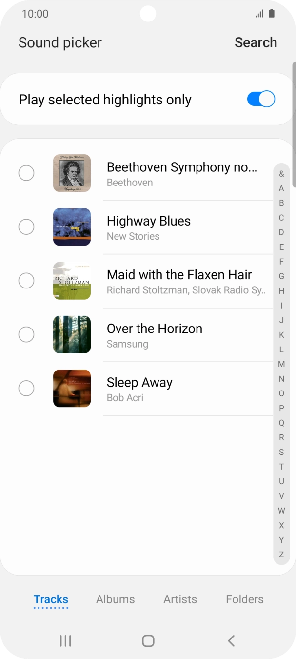 Press the different ring tones to hear them.