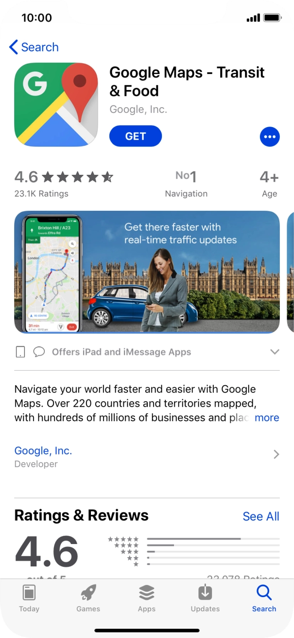 Press GET and follow the instructions on the screen to install the app.