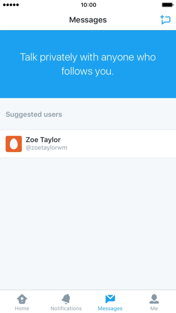 Press the new message icon. Press the new message icon.