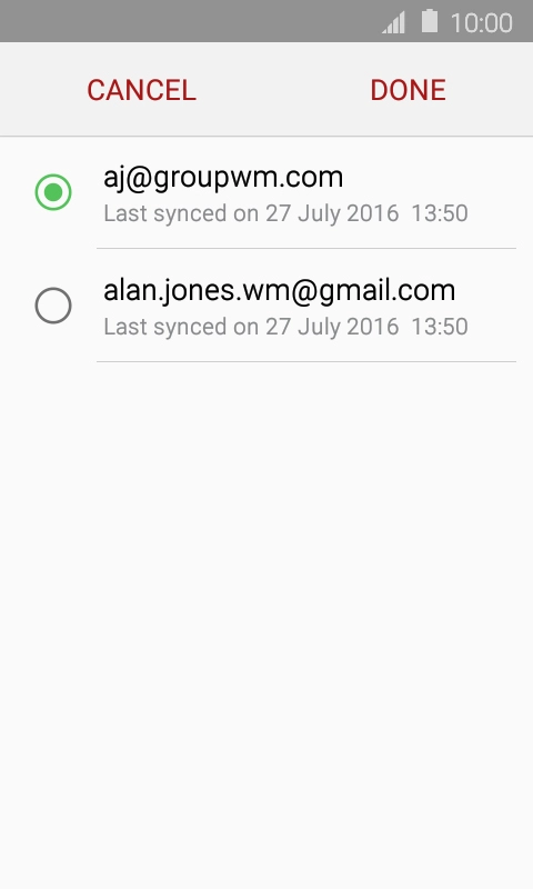 Press the required account.