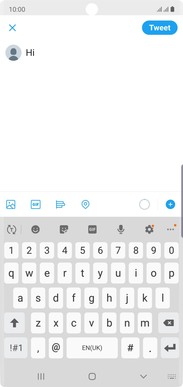 Write the required text and press Tweet.