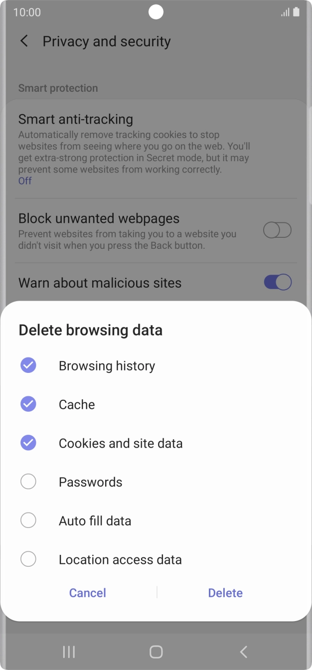 Press the fields next to the required data types.