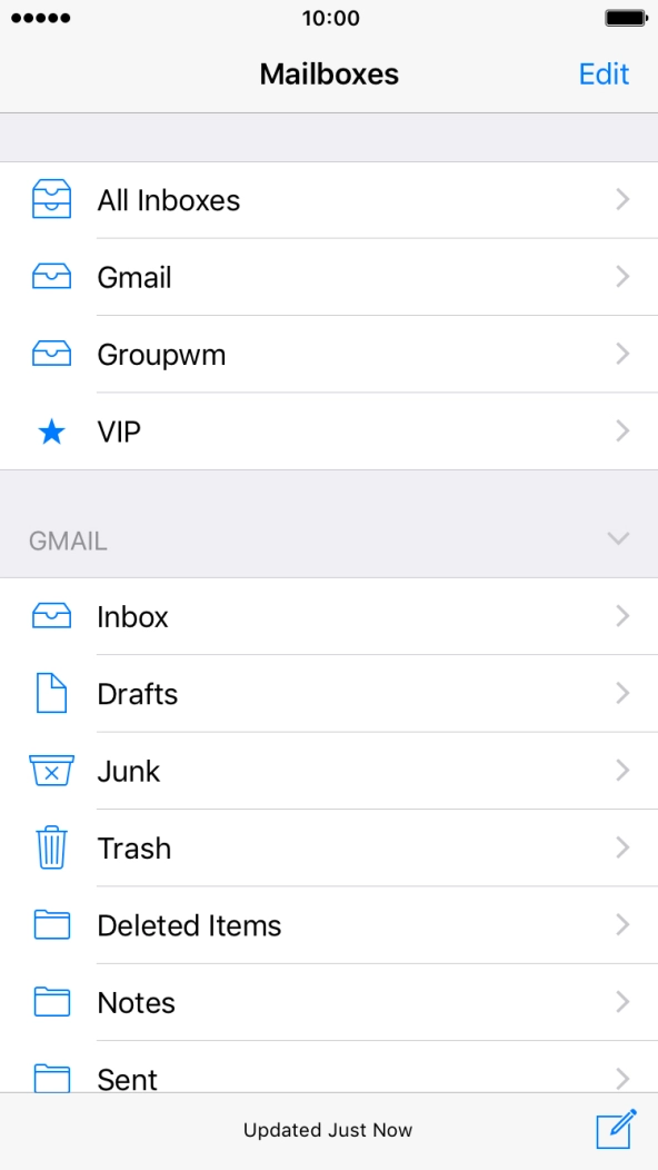 Press the required email account.