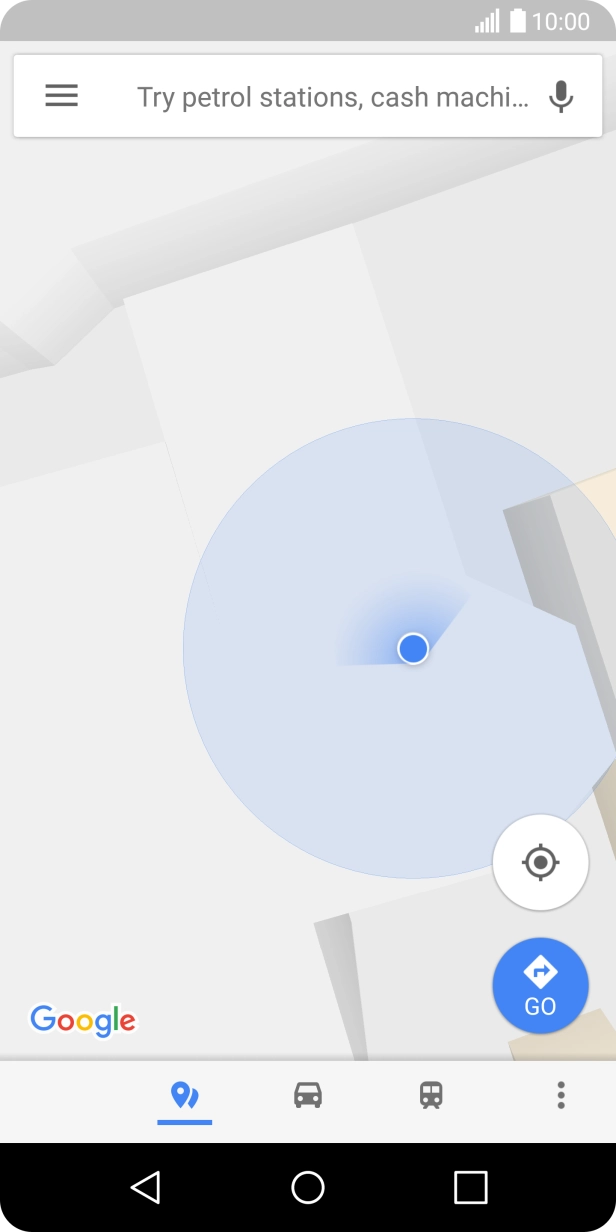 Press the search field and key in the required destination.