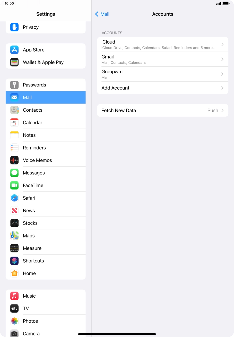 Press the required account.